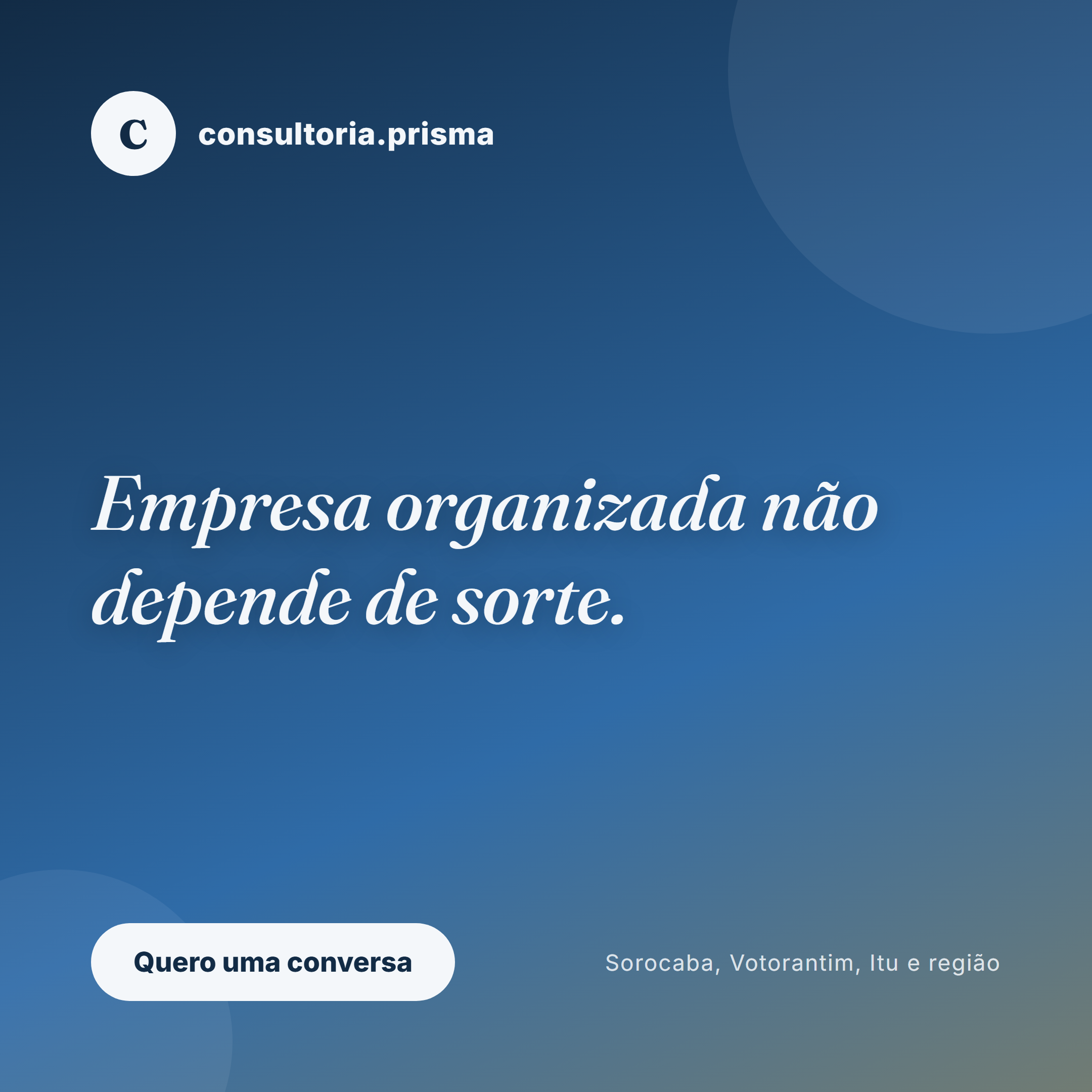 Post gerado pelo sistema: 'Empresa organizada não depende de sorte.'